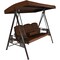 Sunnydaze   3-Person Steel Patio Swing Bench with Side Tables/Canopy - Brown